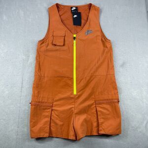 Nike Sportswear Icon Clash Romper Womens Size Medium CJ2292-802 Orange